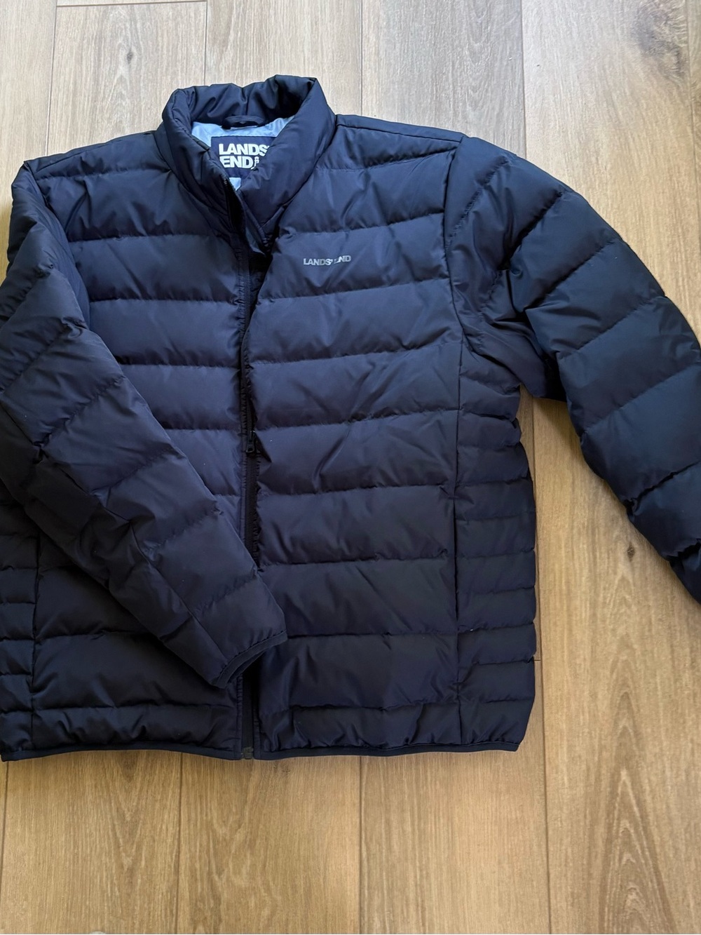 Lands End Men’s Navy Blue Puffer Jacket L 42-44